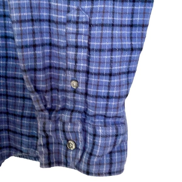 Club Room Blue Plaid Flannel Button Down Shirt Men's Large - Picture 6 of 8